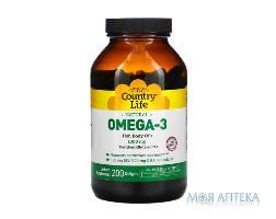 Country Life Омега-3 рыбий жир 1000 мг 200 мягких капсул