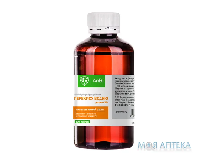 Перекис Водню р-н д/зовн. заст. 3% фл. полімер. 200 мл ТМ АйВі