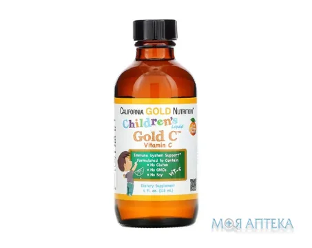 Вітамін C для дітей California Gold Nutrition краплі зі смаком апельсину 118 мл
