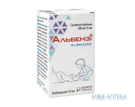 Альбензі суспензія ор., 200 мг/5 мл по 10 мл у флак.