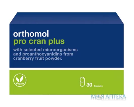 Ортомол Про Кран Плюс (Pro Cran Plus) для профілактики сечовивідних шляхів капсули, курс 15 днів