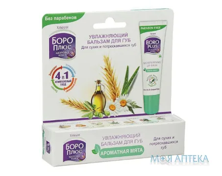 Боро Плюс Зволожуючий бальзам для губ Ароматна м`ята, 10 г