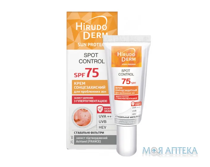 Гірудо Дерм Сан Протект Спот Контрол (Hirudo Derm Sun Protect Spot Control) крем сонцезахиснийдля проблемних зон SPF 75, 25 мл