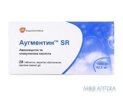Аугментин SR табл. пролонг. дейст., п / о 1000 мг + 62,5 мг №28