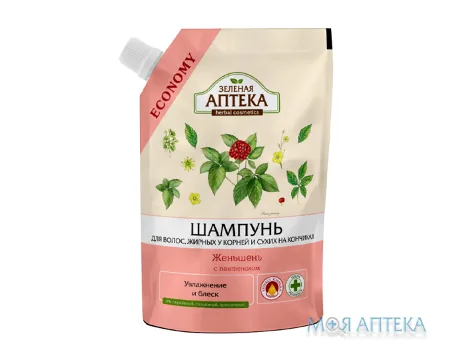 Зелена Аптека Шампунь Женьшень для жирн. кор. і сух. кінч. дой-пак 200 мл