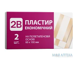 Пластир економічний 2B 100 мм х 60 мм на поліетил. осн., тілесний №2