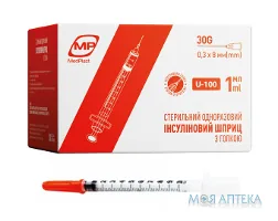 Шприц 1 мл MP Medplast інс. 3-комп. 30G U-100 з 1 голкою