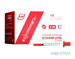 Шприц 1 мл MP Medplast інс. 3-комп. 29G U-40 з 1 голкою
