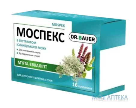 Моспекс Dr. Bauer льодяники зі смаком м`яти та евкаліпту №16