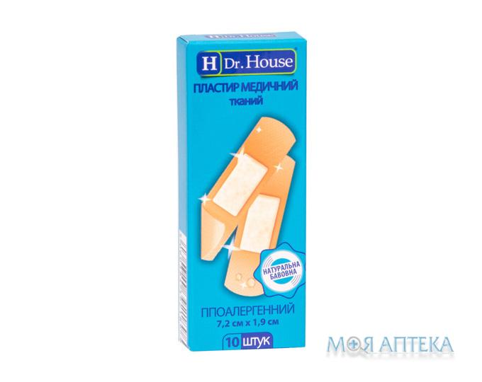 Набір пластирів бактерицидних Dr. House (Доктор Хаус) на тканинній основі 1,9 см х 7,2 см №10
