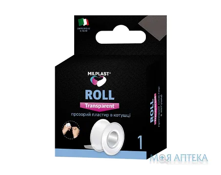 Пластир медичний Milplast (Мілпласт) Roll Transparent на прозорій основі 5 м х 2,5 см, котушка