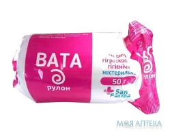 Вата Медична Гігроскопічна San Farma (Сан Фарма) н/ст. рулон 50 г