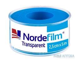 Пластырь медицинский NordeFilm Transparent (НордеФилм Транспарент) на полимерной основе, водостойкий 2,5 см x 5 м, пласт. катушка.