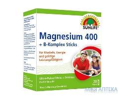 Витамины SUNLIFE (Санлайф) Magnesium 400 + B-Komplex Sticks Магний + В-Комплекс стик 20 шт