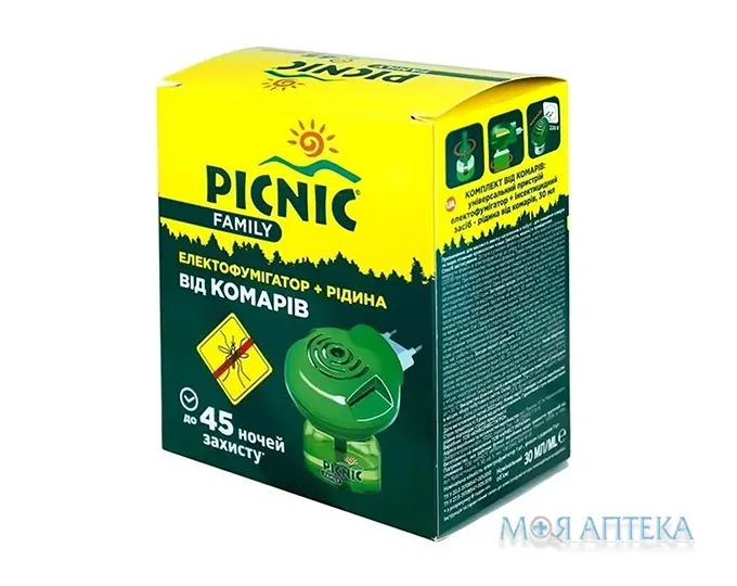 Пікнік (Picnic) Фемілі Електрофумігатор від Комарів + рідина 30 мл (45 ночей)