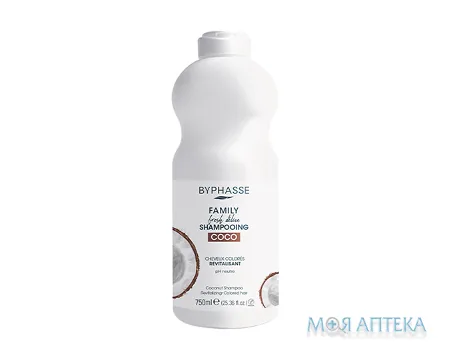 Byphasse (Біфаз) Шампунь для пофарбованого волосся Family Fresh Delice з кокосом 750 мл