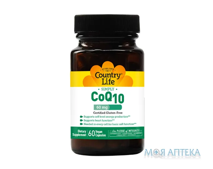 Кантрі Лайф (Country Life) Веган Коензим Q10 (Vegan CoQ10) капс. 60 мг №60