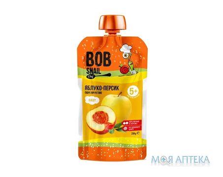 Равлик Боб (Bob Snail) Яблуко-Персик пюре 250 г