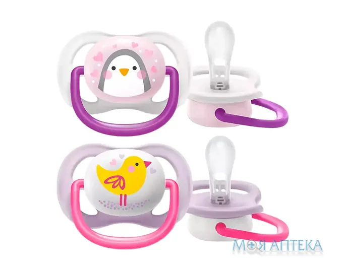 Пустушка силіконова ортодонтична Авент (Avent) SCF080/06 0-6 місяців для дівчаток 2 шт