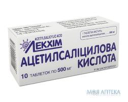 АЦЕТИЛСАЛІЦИЛОВА КИСЛОТА таблетки по 500 мг №10