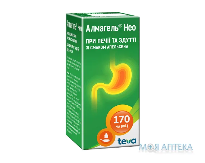 Алмагель Нео суспензія д/перор. заст. по 170 мл у флак.