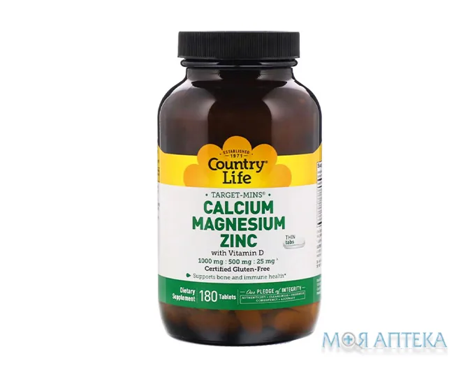 Кантрі Лайф (Country Life) Кальцій Магній Цинк з вітаміном Д3 табл. №180
