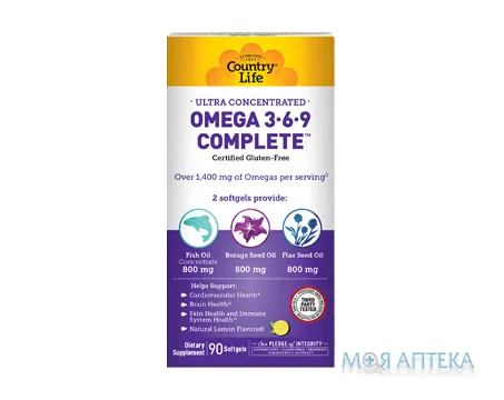 Кантрі Лайф (Country Life) Ультра Омега-3-6-9 капсули №90