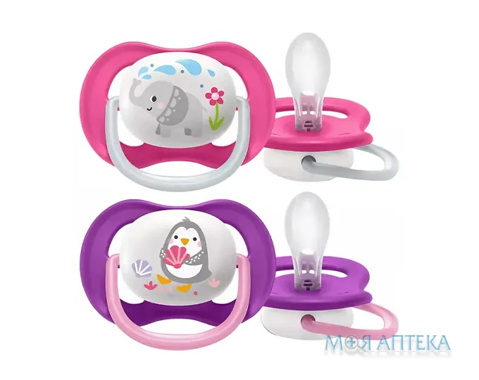 Пустушка силіконова ортодонтична Авент (Avent) SCF080/08 6-18 місяців для дівчаток 2 шт