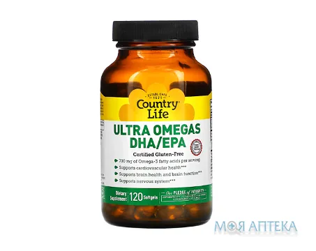 Кантрі Лайф (Country Life) Ультра Омега DHA/EPA капсули №120 у флак.