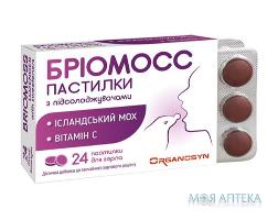 Бріомосс з підсолоджувачем пастилки при болі у горлі №24
