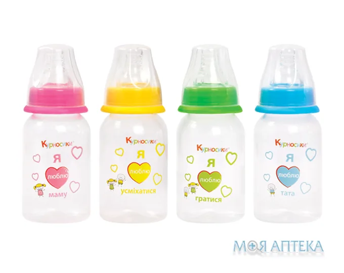 Пляшечка для годування Курносики 7001 з силіконовою соскою 125 мл
