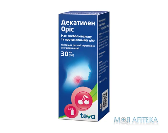 Декатилен Оріс спрей д/рот. порож. 1,5 мг/мл 30 мл фл.