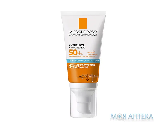 La Roche-Posay (Ля Рош позе) Anthelios UVmune 400 Сонцезахисний крем зволожуючий для обличчя та шкіри навколо очей SPF-50+ 50 мл