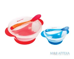 Тарілка на присосці Курносики 7055 з кришкою та термочутливою ложкою