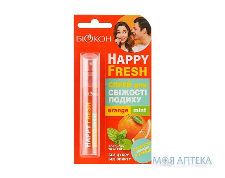 Спрей для свіжості дихання Біокон Happy Fresh Апельсинова м`ята, 10 мл