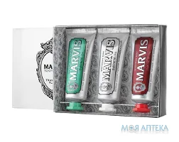 Набір зубних паст Марвіс (Marvis) Класична, відбілююча, кориця і м`ята, 3х25 мл