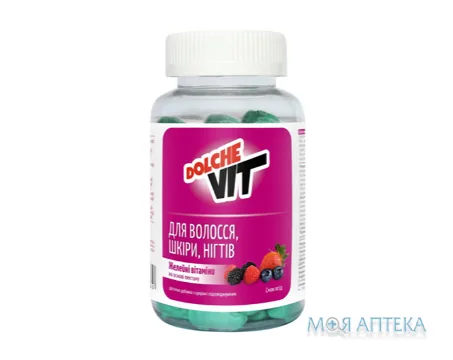 Желейні вітаміни Для волосся, шкіри і нігтів Дольче Віт (Dolche Vit) пастилки желейні на основі пектину №60