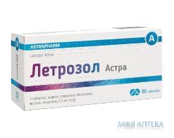 ЛЕТРОЗОЛ АСТРА, таблетки, вкриті плівковою  оболонкою, по 2,5 мг, по 10 таблеток у блістері, по 3 блістера в коробці з картону