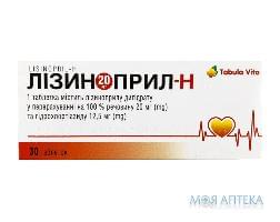 Лізиноприл-Н Tabula Vita (Табула Віта) таблетки 20 мг / 12,5 мг №30 (10х3)