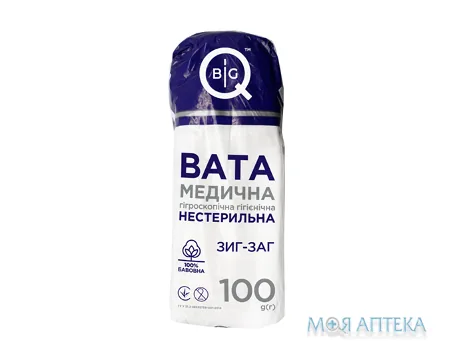 Вата Медична Гігроскопічна BigQ н/ст. 100 г, тип 