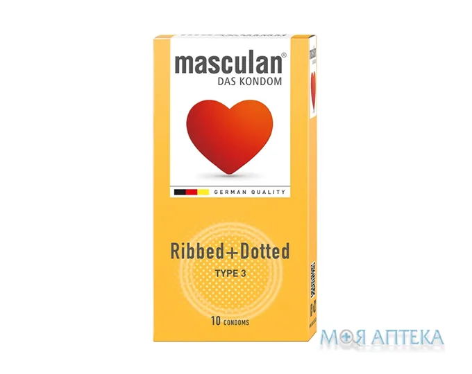 Презервативи Masculan (Маскулан) Ribbed+Dotted Тип 3 з кільцями та пухирцями №10