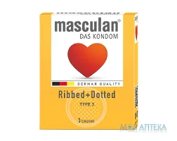 Презервативи Masculan (Маскулан) Ribbed+Dotted Тип 3 з кільцями та пухирцями №3