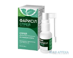 Фарисіл спрей від болю у горлі д/рот. порож. зі смак. м`яти, 1.5 мг/мл по 30 мл у конт.