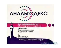 Анальгодекс розчин д/ін. 25 мг/мл по 2 мл №5 в амп.