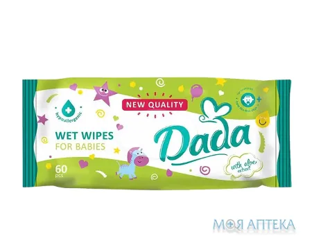 Вологі серветки дитячі Dada (Дада) з алое №60
