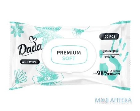 Вологі серветки дитячі Dada (Дада) Premium Soft №100