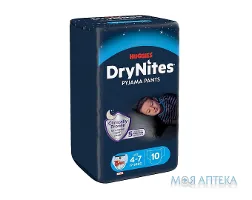 Підгузки-трусики Хаггіс (Huggies) Dry Nites нічні для хлопчиків 4-7 років (17-30кг) 10 шт.
