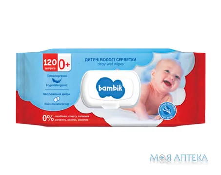 Серветки вологі Bambik (Бамбік) дитячі з вівсяним молочком з клапаном №120