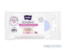 Салфетки влажные Bella (Белла) Sensitive  для интимной гигиены №10