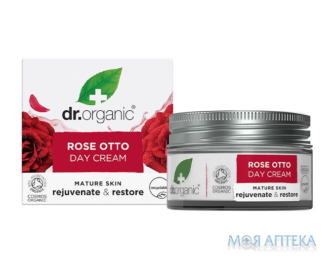 Др. Органік (Dr. Organic) Крем для обличчя денний для омолодження та відновлення шкіри з олією троянди Отто 50 мл